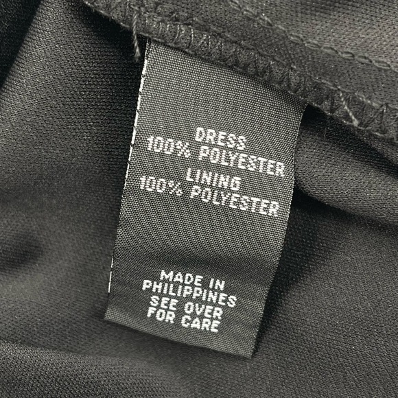 By & By Sz S Classic Short Black Dress 3/4 Length Sheer Sleeves Gold Belt NWT - Picture 7 of 7